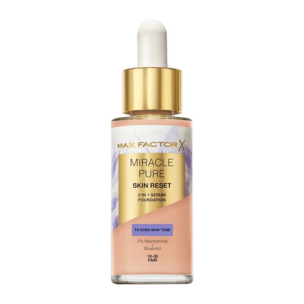 Max factor miracle pure 2w1 skin reset pielęgnujący podkład z serum o wegańskiej formule 10-30 fair 30ml