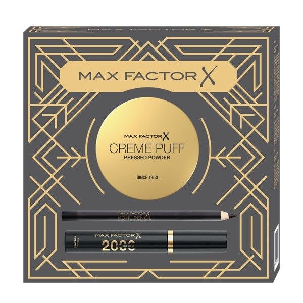 Max factor zestaw prasowany puder do twarzy 14g + pogrubiający tusz do rzęs 9ml + kredka do oczu 4g