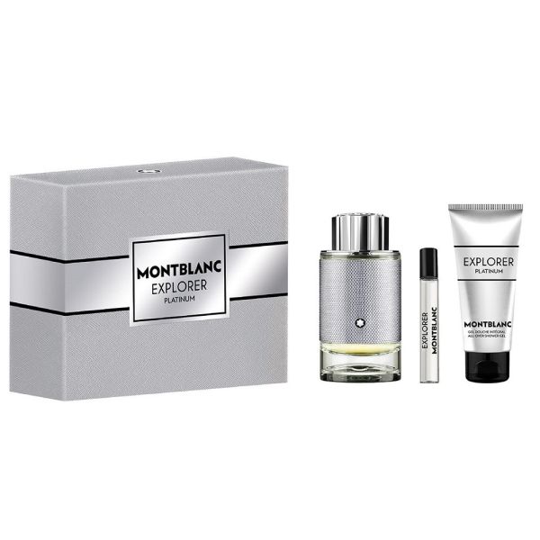 Mont blanc explorer platinum zestaw woda perfumowana spray 100ml + miniatura wody perfumowanej 7.5ml + żel pod prysznic 100ml