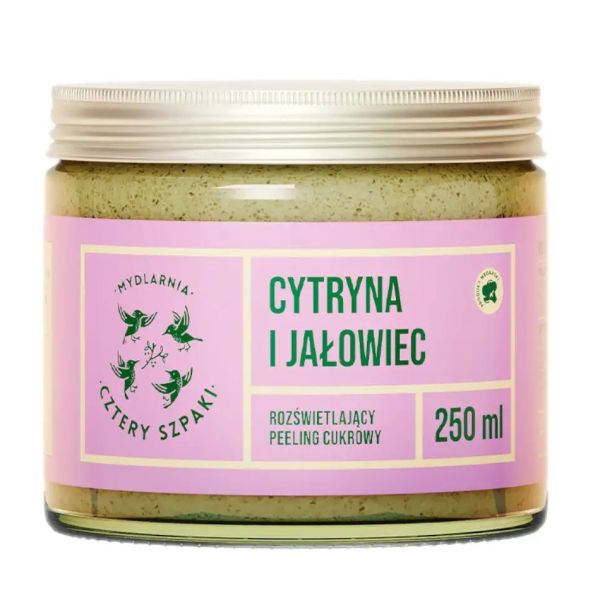 Mydlarnia cztery szpaki rozświetlający peeling cukrowy cytryna i jałowiec 250ml