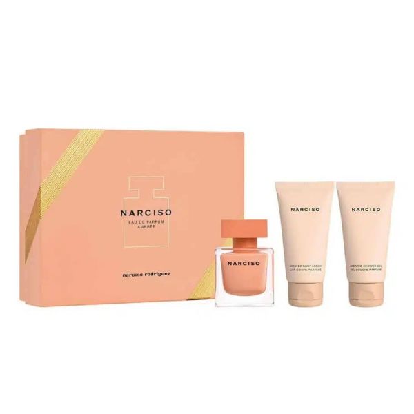 Narciso rodriguez ambree zestaw woda perfumowana spray 50ml + balsam do ciała 50ml + żel pod prysznic 50ml