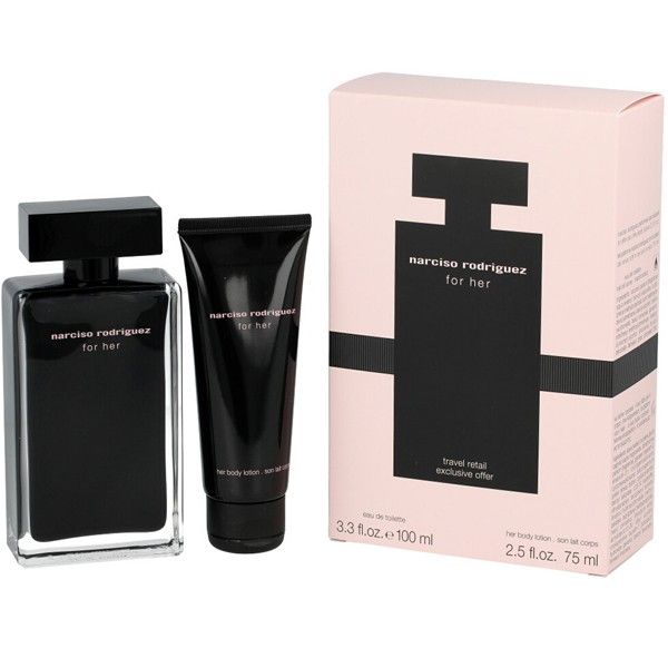 Narciso rodriguez for her zestaw woda toaletowa spray 100ml + balsam do ciała 75ml