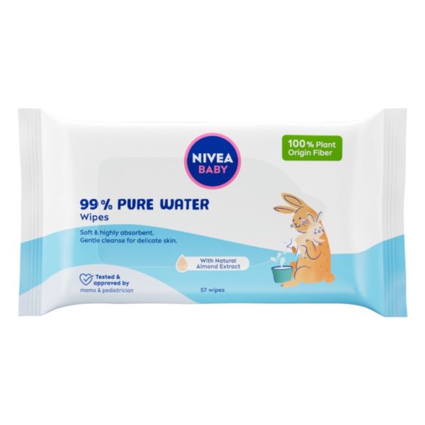 Nivea baby chusteczki biodegradowalne 99% pure water 57szt