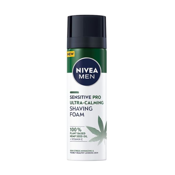 Nivea men sensitive pro ultra-calming shaving foam pianka do golenia z olejem z nasion konopnych 200ml