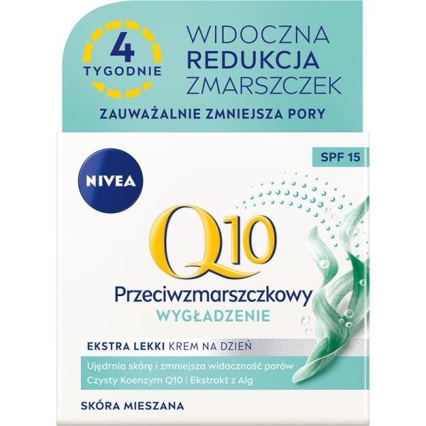 Nivea q10 wygładzenie przeciwzmarszczkowy ekstra lekki krem na dzień spf15 50ml