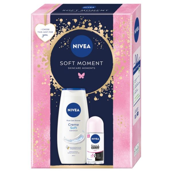 Nivea soft moment zestaw żel pod prysznic 250ml + antyperspirant roll-on 50ml