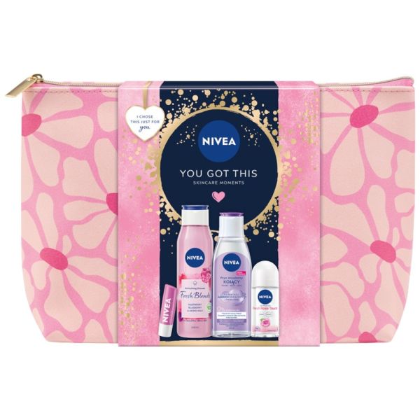 Nivea you got this zestaw odświeżający żel pod prysznic 300ml + antyperspirant roll-on 50ml + pielęgnująca pomadka do ust 4.8g + kojący płyn micelarny