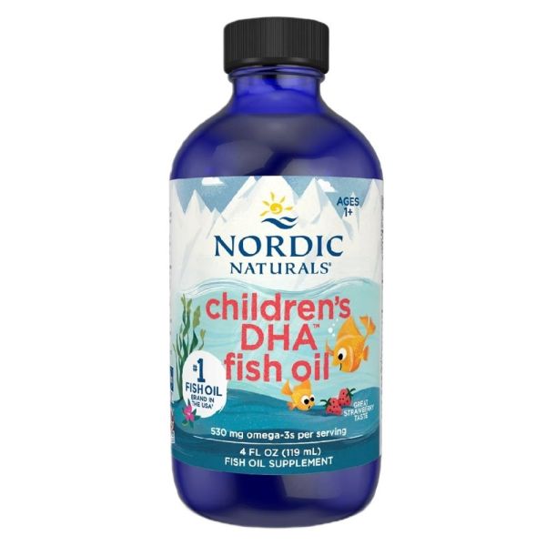 Nordic naturals children's dha 530mg omega-3 suplement diety w płynie truskawka 119ml