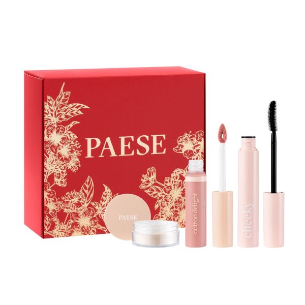 Paese nature look zestaw tusz do rzęs 9ml + błyszczyk do ust 7.5ml + sypki puder jęczmienny 10g