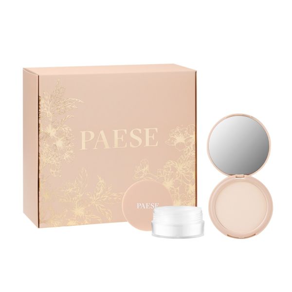 Paese puff cloud zestaw sypki puder pod oczy 5.3g + puder prasowany 7g