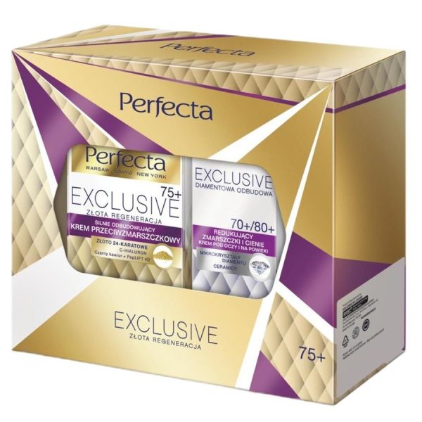 Perfecta exclusive 75+ zestaw krem na dzień i na noc 50ml + krem pod oczy i na powieki 15ml