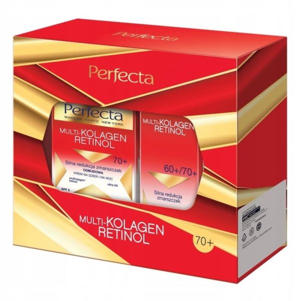 Perfecta multi-kolagen retinol 70+ zestaw krem na dzień i na noc 50ml + krem pod oczy 15ml