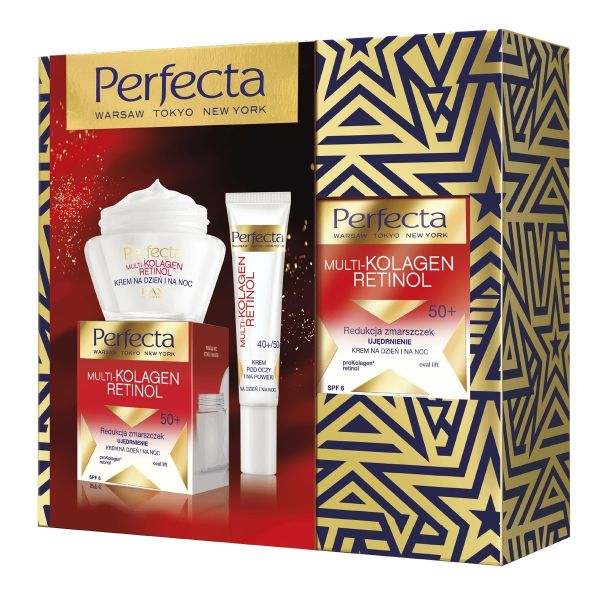 Perfecta multi-kolagen retinol zestaw krem do twarzy 50+ 50ml + krem pod oczy 15ml