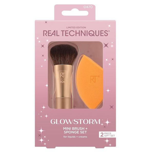 Real techniques glowstorm zestaw mini pędzel do blendowania + gąbka do makijażu