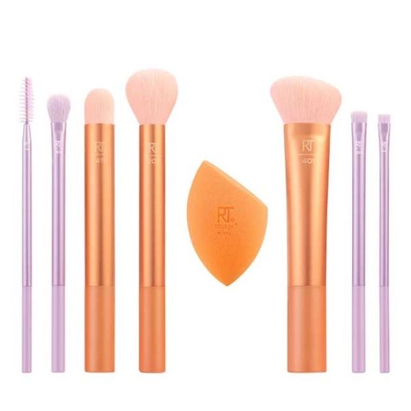 Real techniques level up brush + sponge zestaw pędzli do makijażu 7szt. + gąbka do makijażu