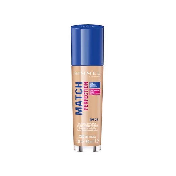 Rimmel match perfection foundation podkład dopasowujący się do cery 200 soft beige spf20 30ml