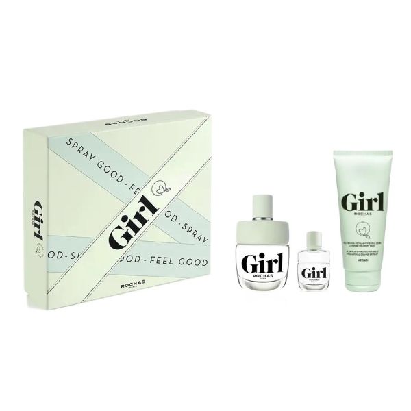 Rochas girl zestaw woda toaletowa spray 100ml + miniatura wody toaletowej 4.5ml + złuszczający żel pod prysznic 100ml