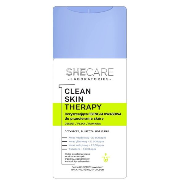 Shecare clean skin therapy oczyszczająca esencja kwasowa do przecierania skóry ciała 150ml