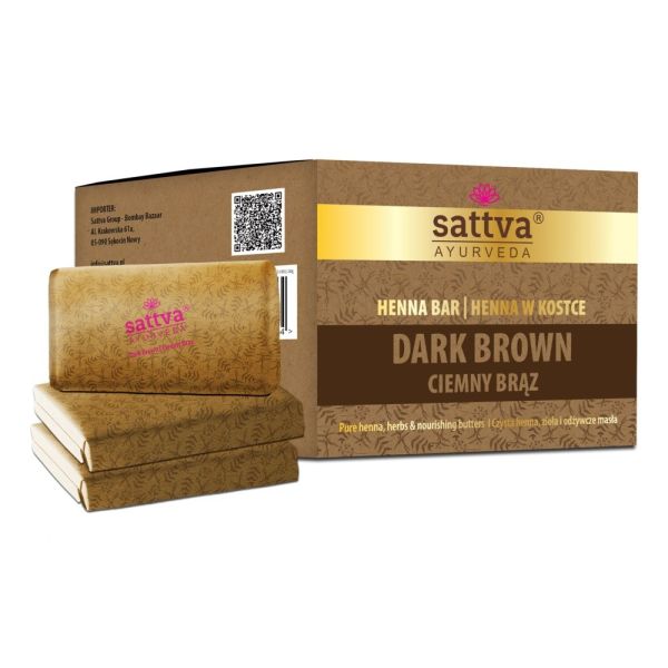 Sattva ayurveda henna bar henna w kostce dark brown 3x80g