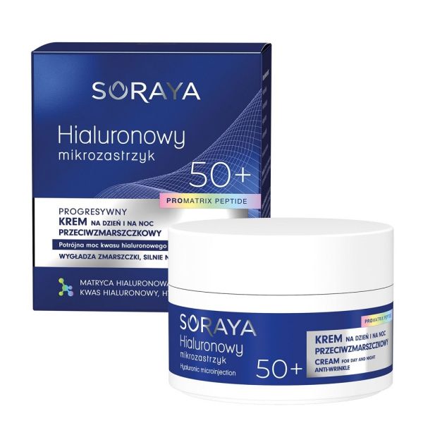 Soraya hialuronowy mikrozastrzyk progresywny krem przeciwzmarszczkowy 50+ 50ml