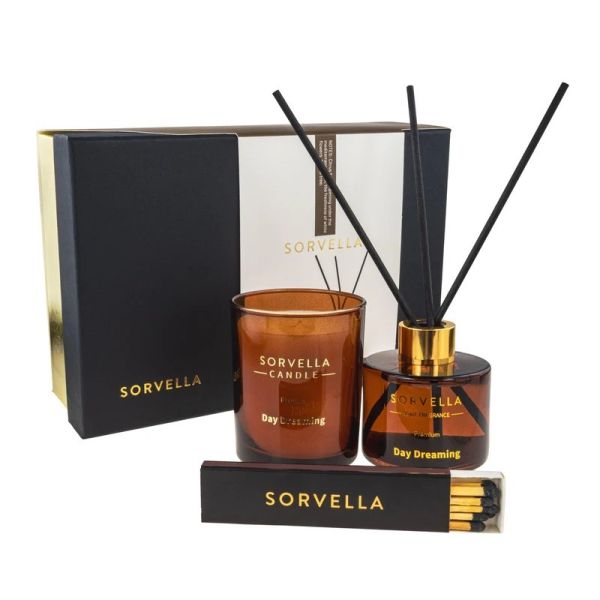 Sorvella perfume day dreaming zestaw dyfuzor zapachowy 120ml + świeca zapachowa 170g + zapałki