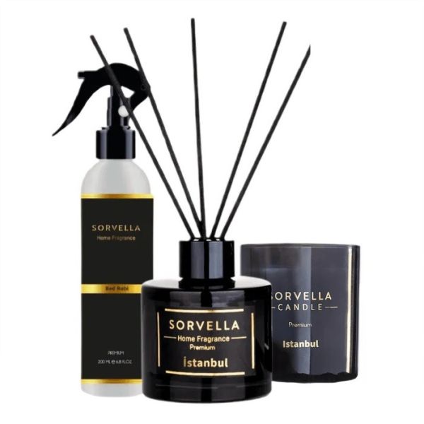 Sorvella perfume istanbul zestaw dyfuzor zapachowy 120ml + zapach do wnętrz 200ml + świeca zapachowa 170g