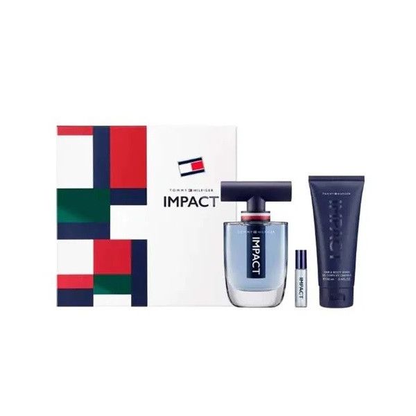 Tommy hilfiger impact zestaw woda toaletowa spray 100ml + żel pod prysznic 100ml + miniatura wody toaletowej 4ml