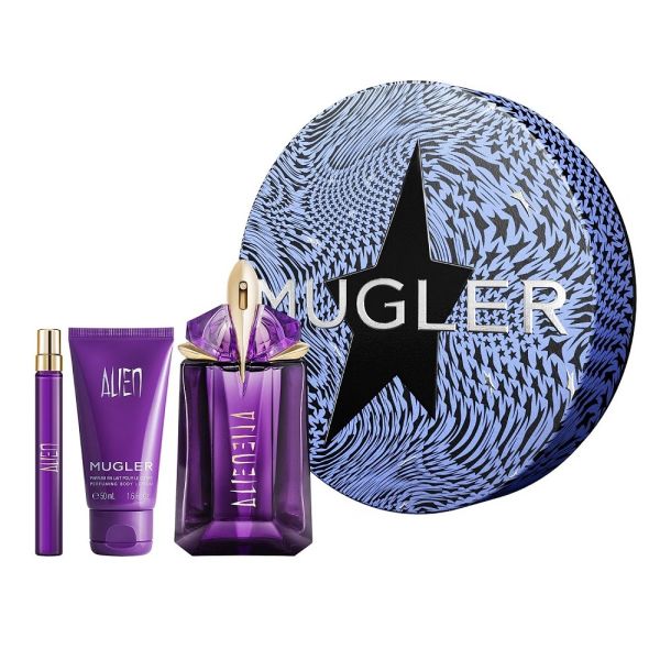 Thierry mugler alien zestaw woda perfumowana spray 60ml + balsam do ciała 50ml + miniatura wody perfumowanej 10ml