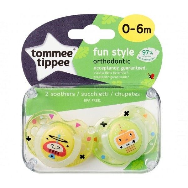 Tommee tippee fun style smoczek uspokajający 0-6m żółty 2szt.