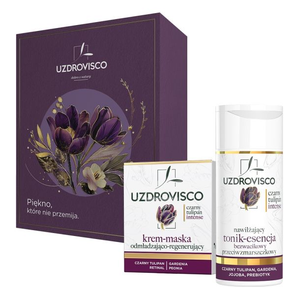 Uzdrovisco czarny tulipan intense zestaw krem-maska odmładzająco-regenerujący 50ml + nawilżający tonik-esencja przeciwzmarszczkowy 150ml