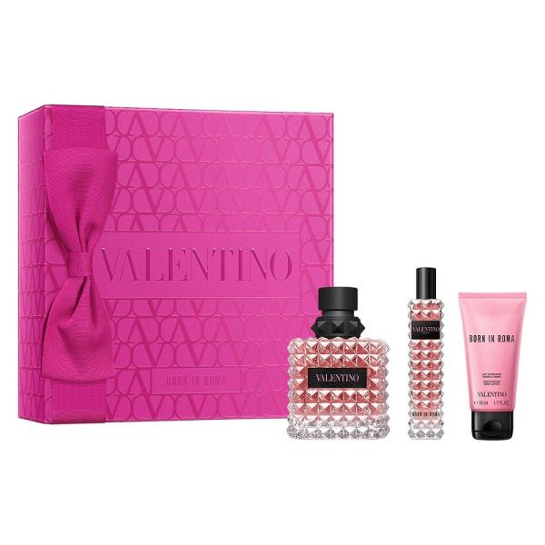 Valentino donna born in roma zestaw woda perfumowana spray 100ml + woda perfumowana spray 15ml + balsam do ciała 50ml