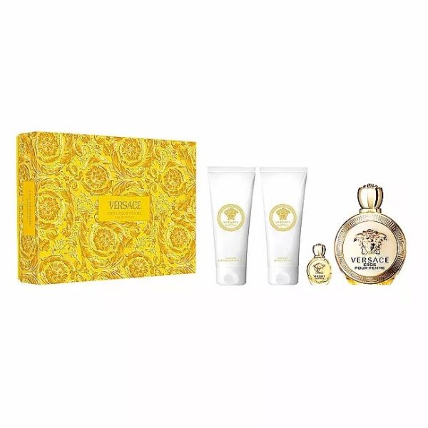 Versace eros pour femme zestaw woda perfumowana spray 100ml + woda perfumowana 5ml + żel pod prysznic 100ml + balsam do ciała 100ml