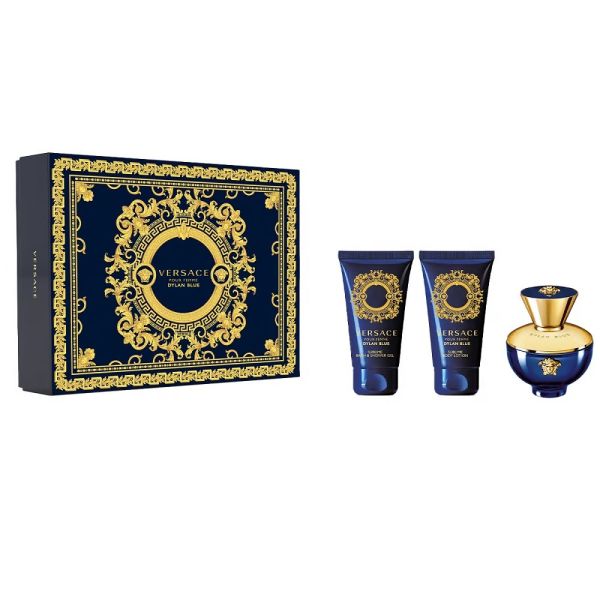 Versace pour femme dylan blue zestaw woda perfumowana spray 50ml + żel pod prysznic 50ml + balsam do ciała 50ml