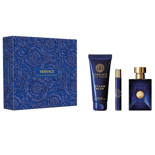 Versace pour homme dylan blue zestaw woda toaletowa spray 100ml + żel pod prysznic 150ml + woda toaletowa spray 10ml