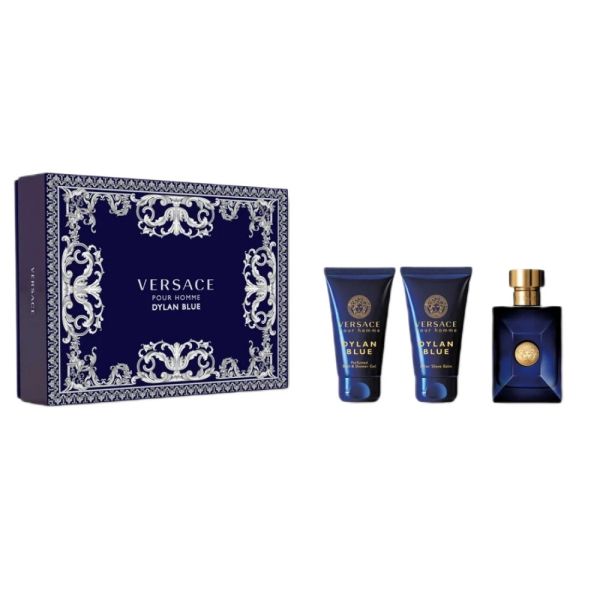 Versace pour homme dylan blue zestaw woda toaletowa spray 50ml + żel pod prysznic 50ml + balsam po goleniu 50ml