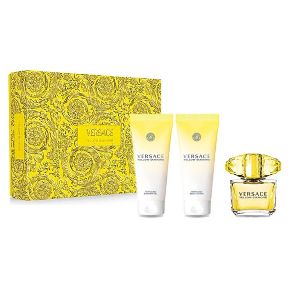 Versace yellow diamond zestaw woda toaletowa spray 50ml + balsam do ciała 50ml + żel pod prysznic 50ml