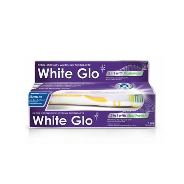 White glo 2in1 mouthwash wybielająca pasta z płynem do płukania ust 100ml + szczoteczka do zębów