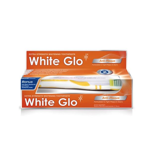 White glo anti-plaque wybielająca pasta do usuwania i zapobiegania osadzaniu się kamienia nazębnego 100ml + szczoteczka