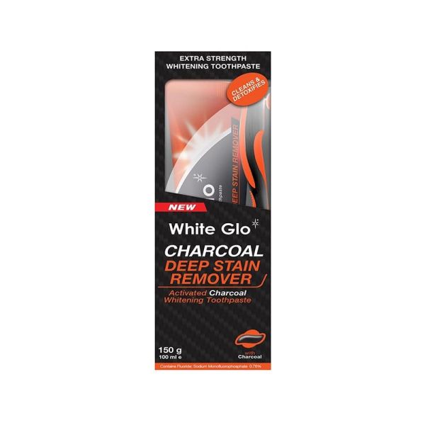 White glo charcoal deep stain remover wybielająca pasta do zębów z aktywnym węglem 100ml + szczoteczka