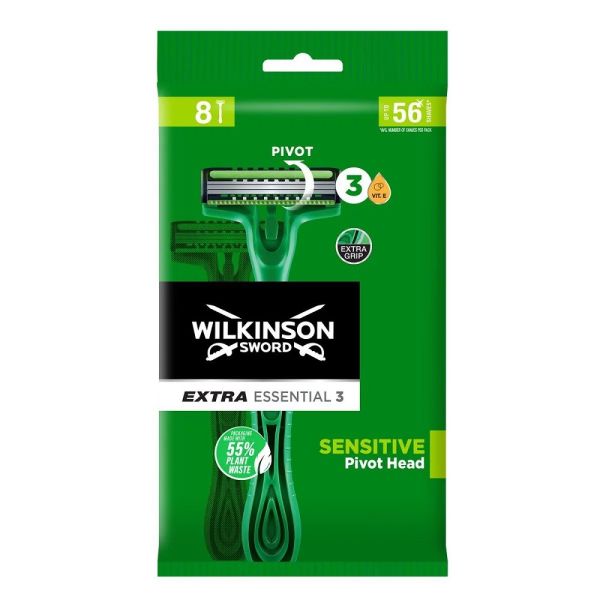 Wilkinson extra essential 3 sensitive jednorazowe maszynki do golenia dla mężczyzn 8szt