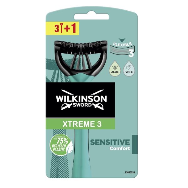 Wilkinson xtreme3 comfort sensitive jednorazowe maszynki do golenia dla mężczyzn 4szt