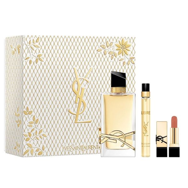 Yves saint laurent libre pour femme zestaw woda perfumowana spray 90ml + woda perfumowana spray 10ml + pomadka do ust 1.3g