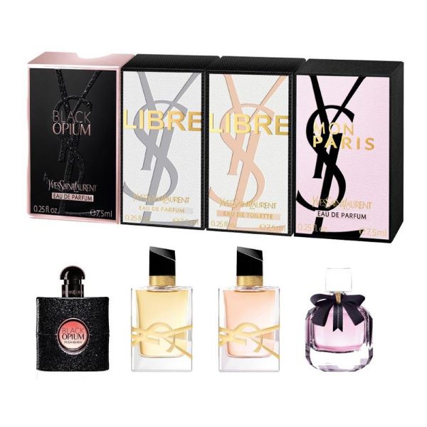 Yves saint laurent miniature collection zestaw black opium woda perfumowana spray 7.5ml + libre woda perfumowana spray 7.5ml + mon paris woda perfumow