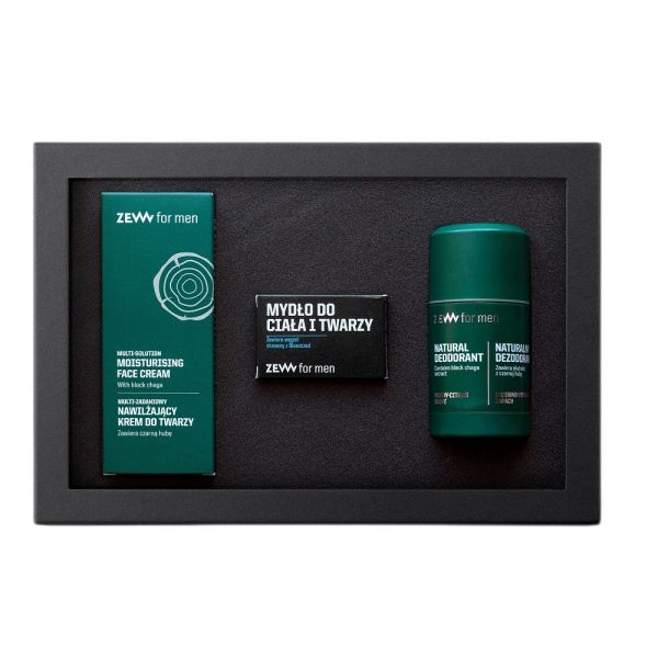 Zew for men zestaw dla każdego nawilżający krem do twarzy 80ml + mydło do ciała i twarzy 85ml + dezodorant w sztyfcie 80ml